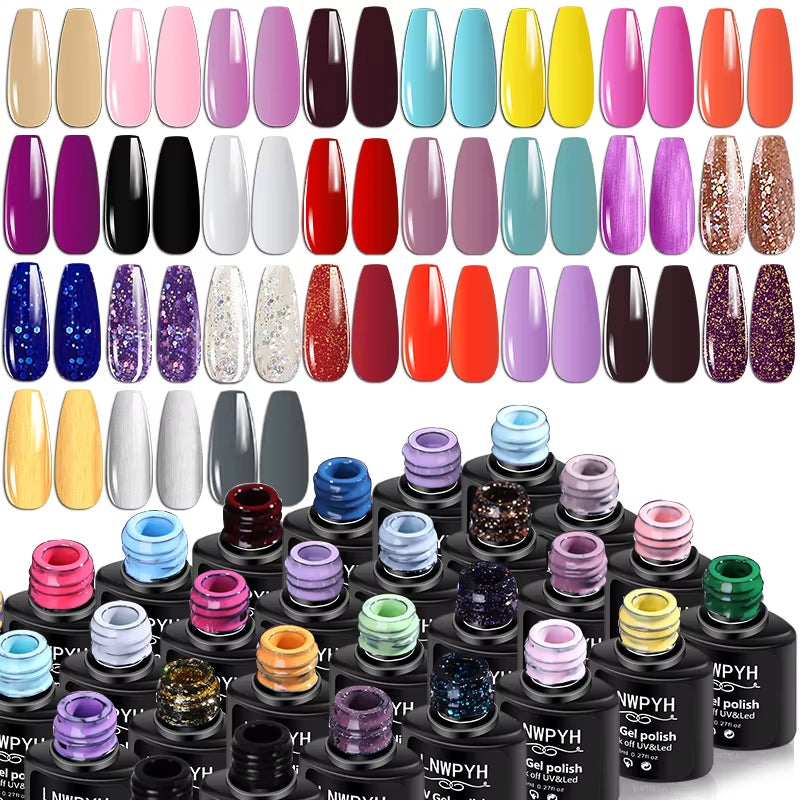 Nail Gel Polish Kit with LED Nail Lamp Semi-Permanent 27 Colors Soak off Base&Top Coat Varnish Manicure Set for Nails Salon Kit