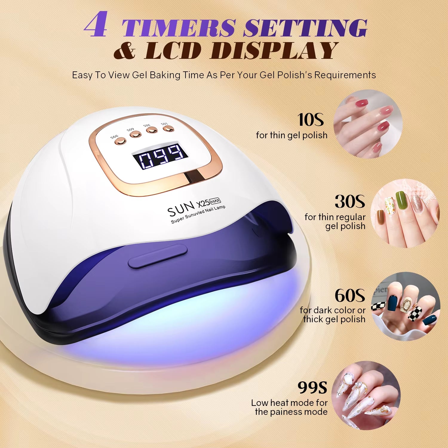380W Professional LED UV Nail Lamp with Auto Sensor and 4 Timer Settings for Gel Polish Drying