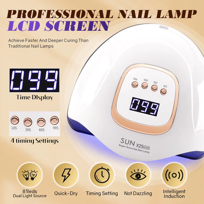 380W Professional LED UV Nail Lamp with Auto Sensor and 4 Timer Settings for Gel Polish Drying