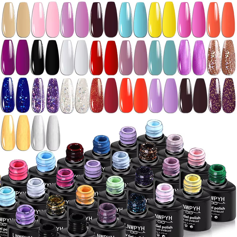 Gel Nail Polish Set Nail Gel Kit 26 Color Semi Permanent UV Led Gel Varnish Soak off Nail Lacquers Base Coat Top Coat Kit